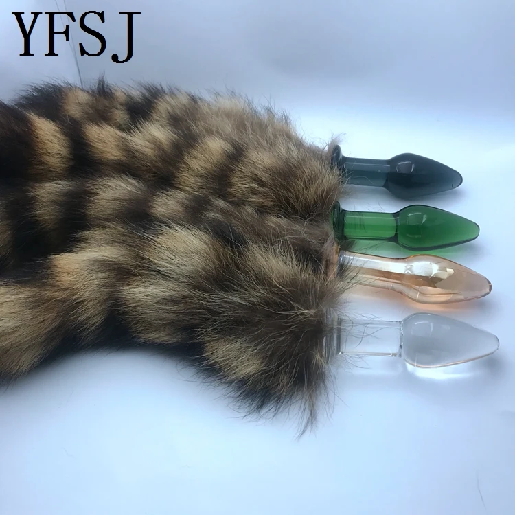 Crystal Glass Tail Anal Plug and Artificial Penis G-Point Prostate Massage Bead for Adult Men and Women Gay-friendly Sex Toys