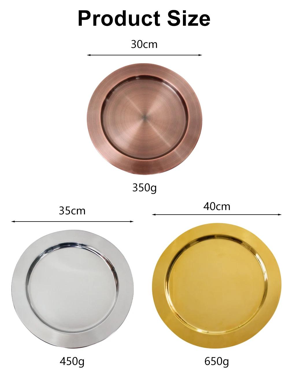 Decorative Silver Rose Gold Charger Plate For Wedding And Party Table