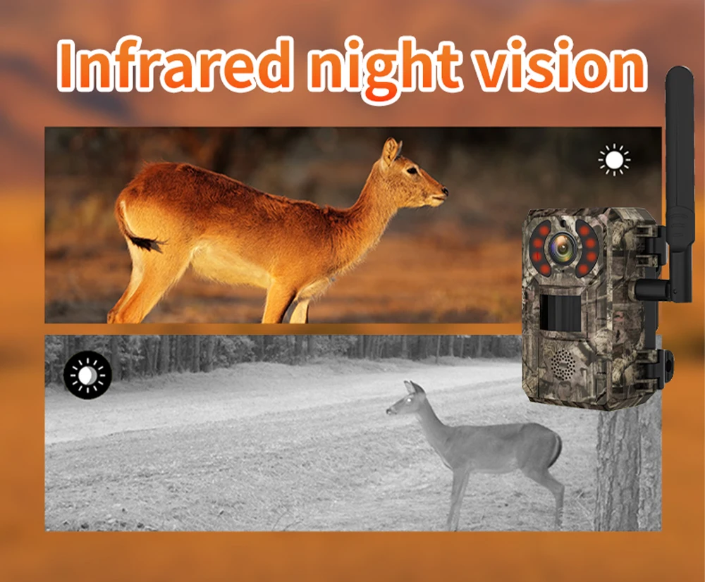 AU Ip66 Waterproof Hunting Camera 7800Mah Battery Two Way Speak Trail Gaming Camera For Outdoor Wildlife Cam With 4W Solar Panel 20