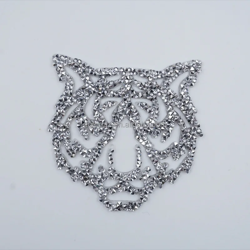 Fashion Diy crystal tiger patch accessories various design iron on rhinestone patch for hat bag