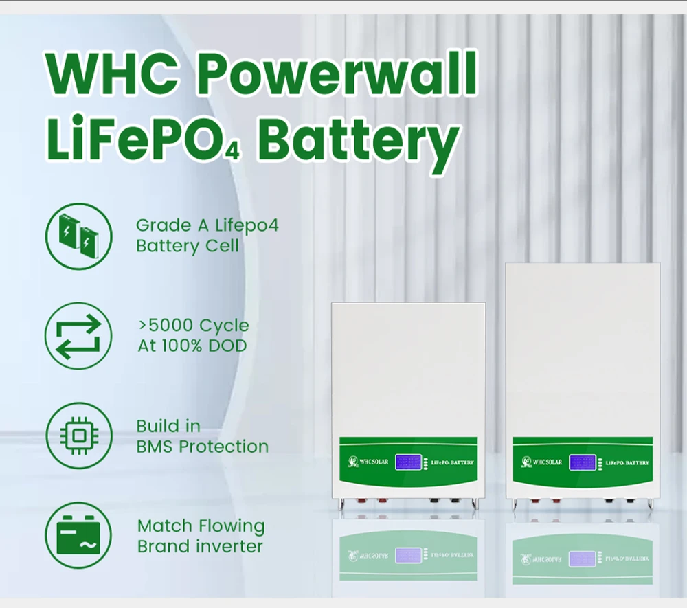 Whc Solar 48v Power Wall Lifepo4 Battery 5kwh 10kwh 100ah 200ah Lithium ...