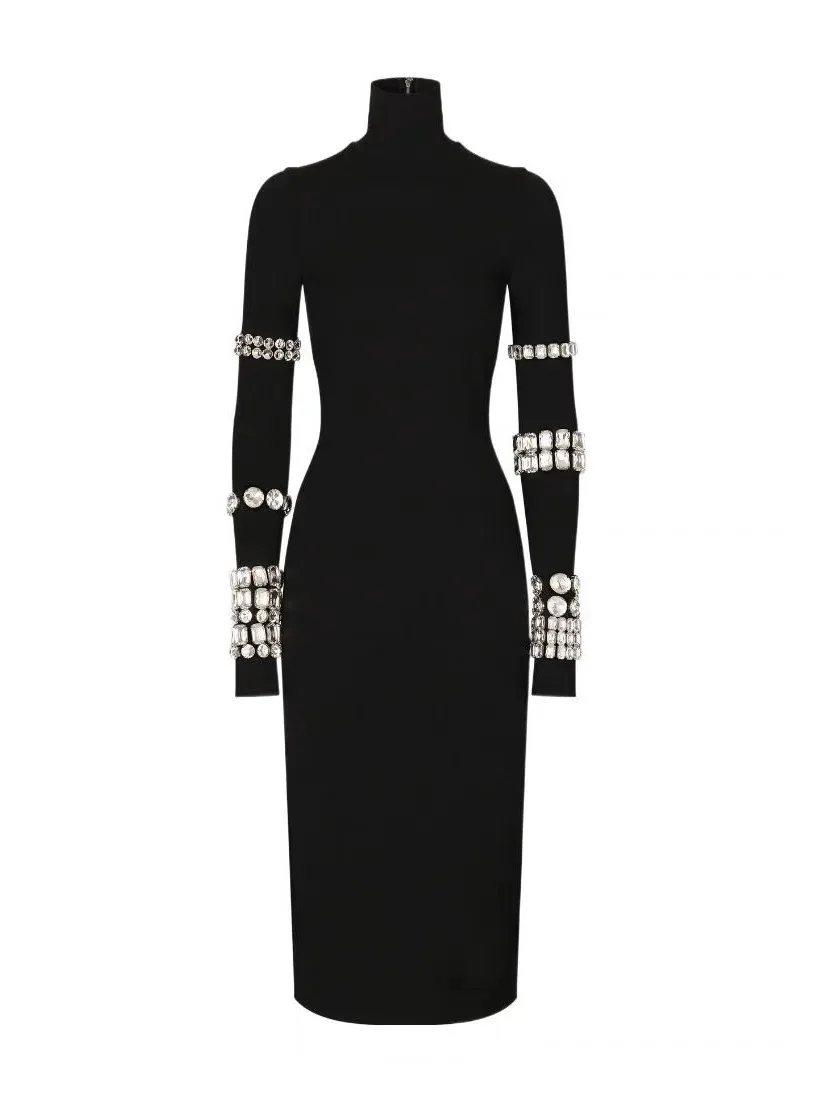 black midi bandage dress BODYCON COLLECTION Classic Black Bandage Dress for Women, Knee Length, Polyester and Elastane, Sweetheart Neckline main image 0