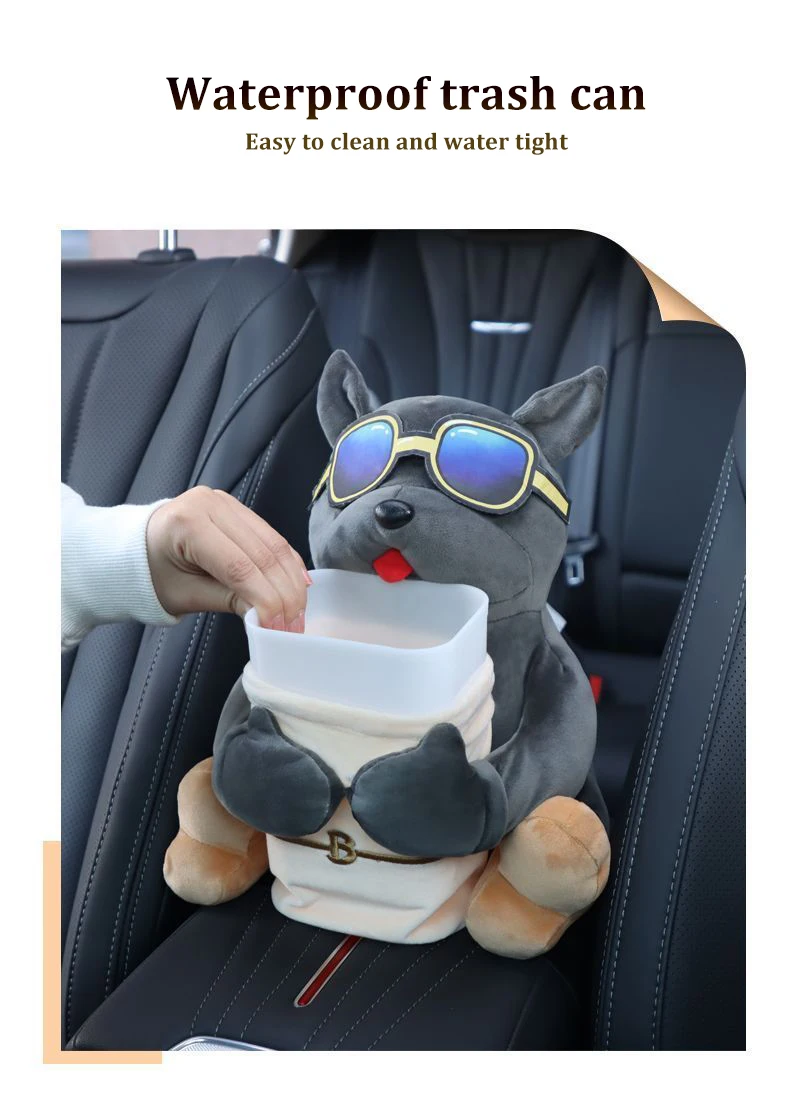卡通可爱猫咪汽车扶手纸巾盒多功能收纳袋家用办公室垃圾桶纸巾袋
