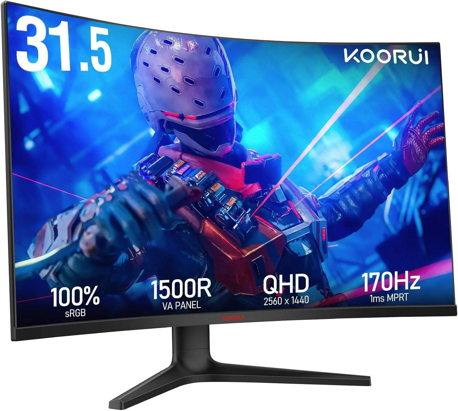 KOORUI G3221SC 32-Inch Curved QHD Gaming Monitor - 170Hz, 1MS