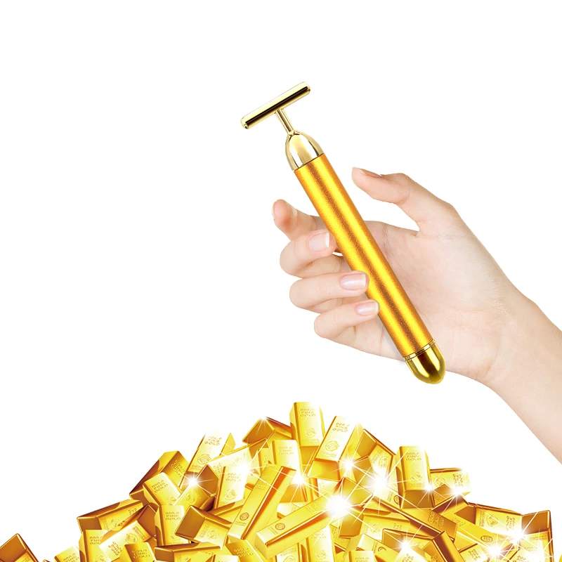 V Shaped Vibrator - Energy Beauty Bar 24K Gold Massager