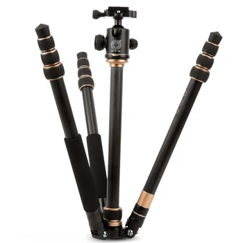 QZSD Q222C Carbon Fiber Tripod Lightweight Professional Compact Travel Camera Carbon Fiber Tripod with Low Gravity Ball Head detail image