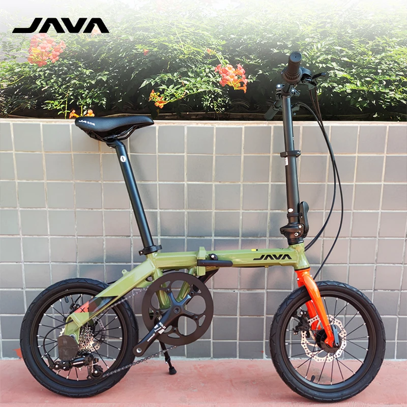 Java Folding Bicycle X1 7 Speed Disc Brake Foldable Bike 16 Inch Mini Cycling Aluminum Alloy Frame Bearing Wheel Set Adult Sport