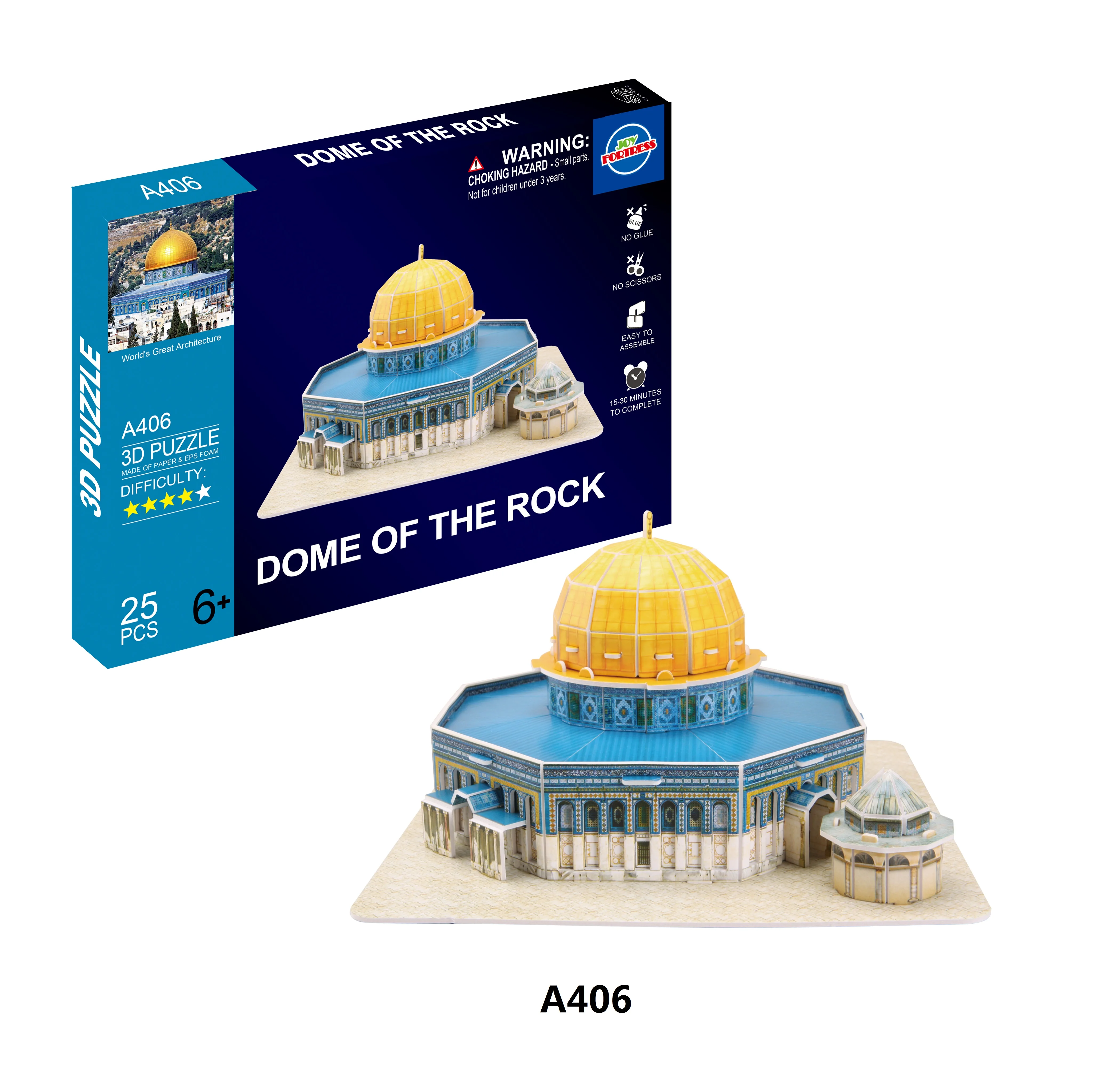 World Famous Architecture Mosque Dome of the Rock 3D Paper Puzzle Home Decor DIY Assemble Paper Model Toy