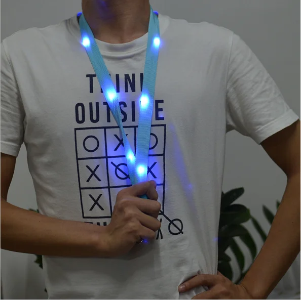 (Горячая распродажа) Премиум изготовленные на заказ цветные светодиодные фонари для ID карты шейный ремешок брелок светящееся ожерелье Вечеринка мигающий светодиодный ремешок