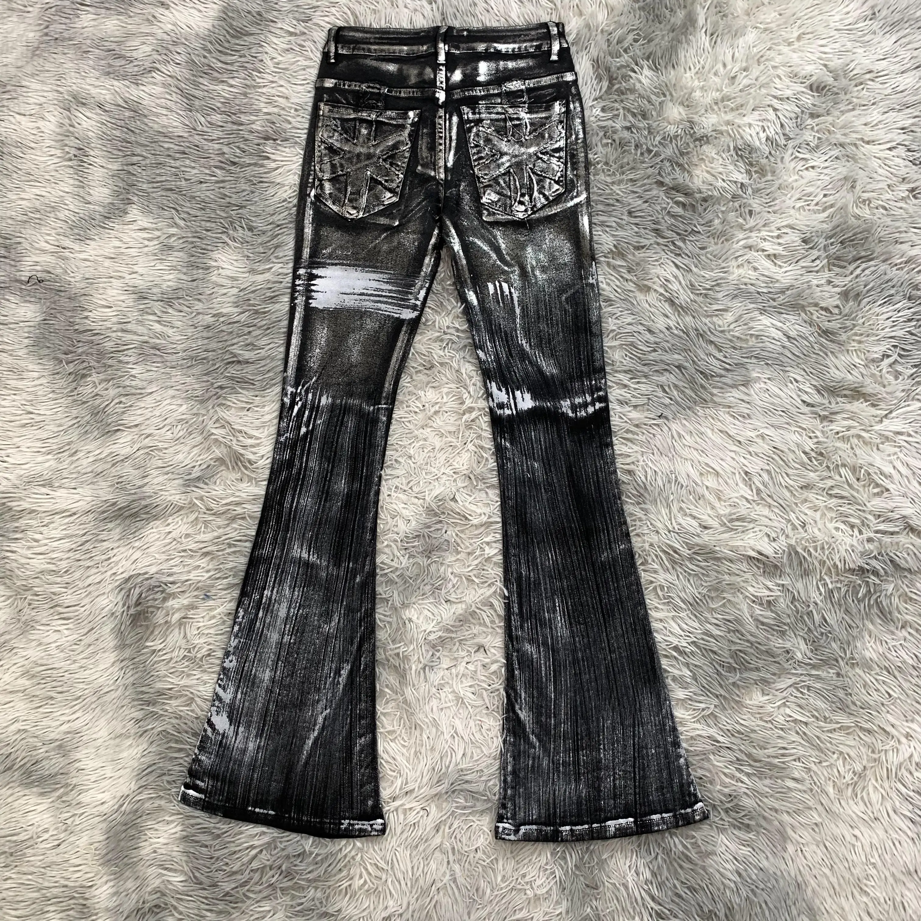 2000's damage flare denim pants y2k ギャル男 Y2K Flare Jeans - Distressed Black Denim, Shop Now! Best