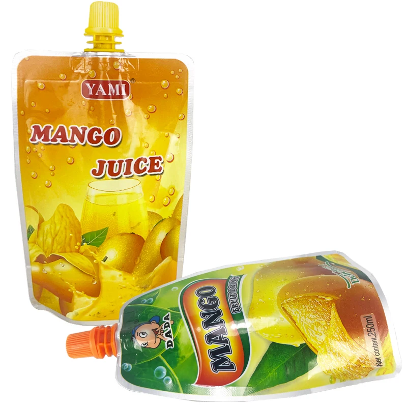 Customized Fruits Mango Juice Stand up Spout Pouch Liquid Plastic Packaging Bag