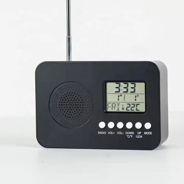 Portable Bedroom Desktop LCD Display FM Antenna Radio Digital Snooze Alarm Clock