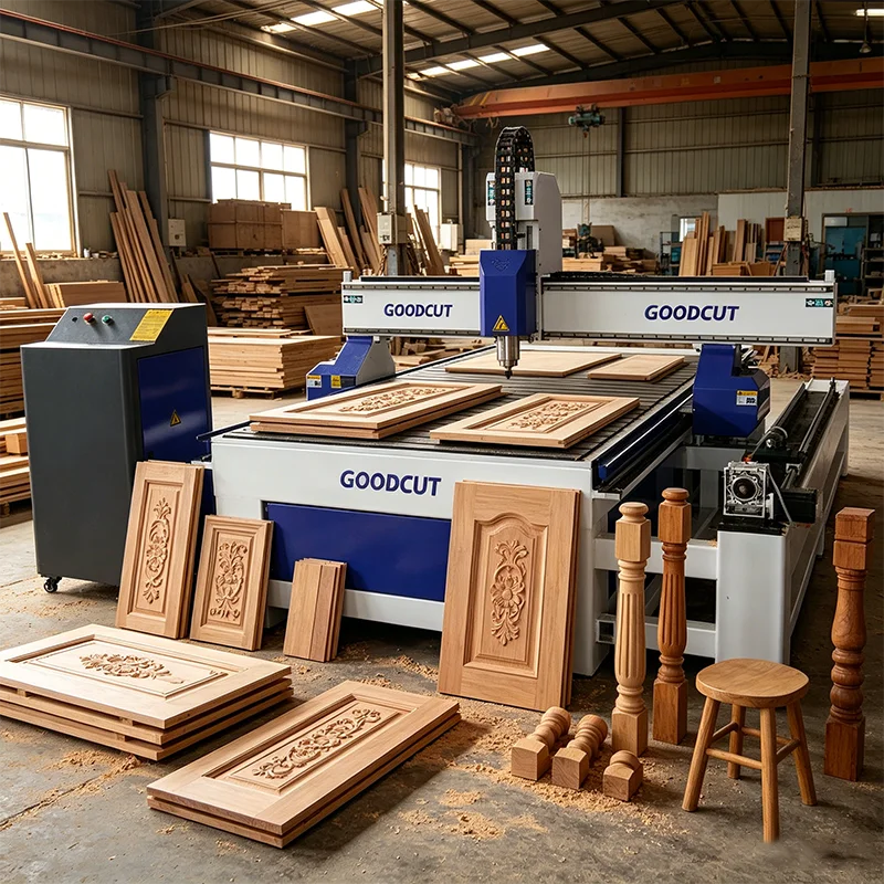 Welded square Steel Frame 1325 4 Axis Desktop Cnc Router with Rotary for Furniture Making Made in China