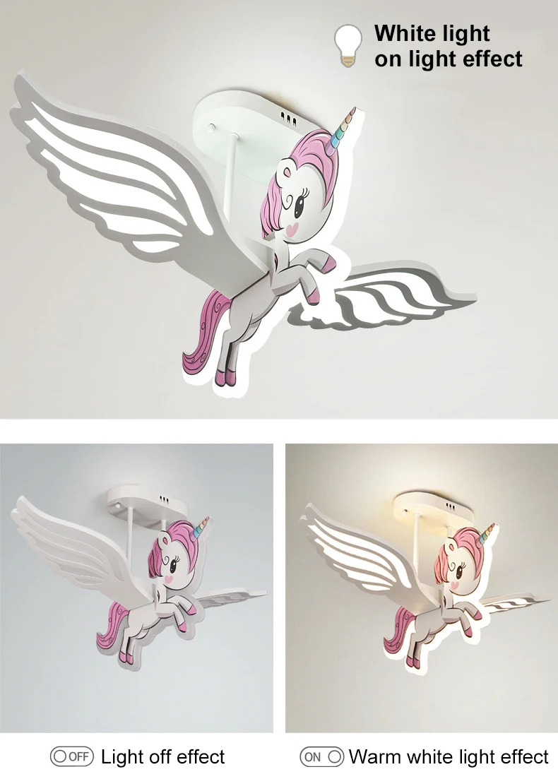 YOUWIN Cute Kid Children Room Remote Control Home Decoration Dimmable Indoor Unicorn Shape Ceiling Light