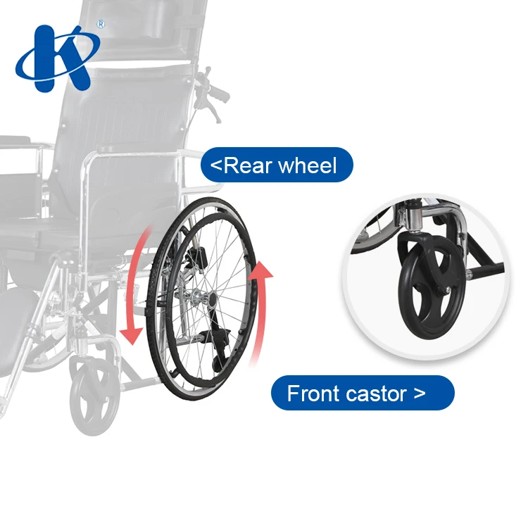 Kaiyang KY607 High Back Foldable Commode Wheelchair Folding With Ce Certificates Deluxe Commode Reclining Wheelchair