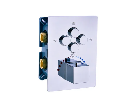High Quality Push Button Brass Push Buton 4 Way Thermostatic Shower Diverter Valve