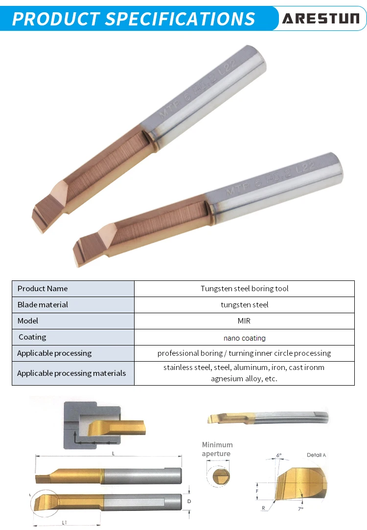 Cnc Micro Boring Bars Solid Carbide Tool Mini Boring Bar Small Diameter ...