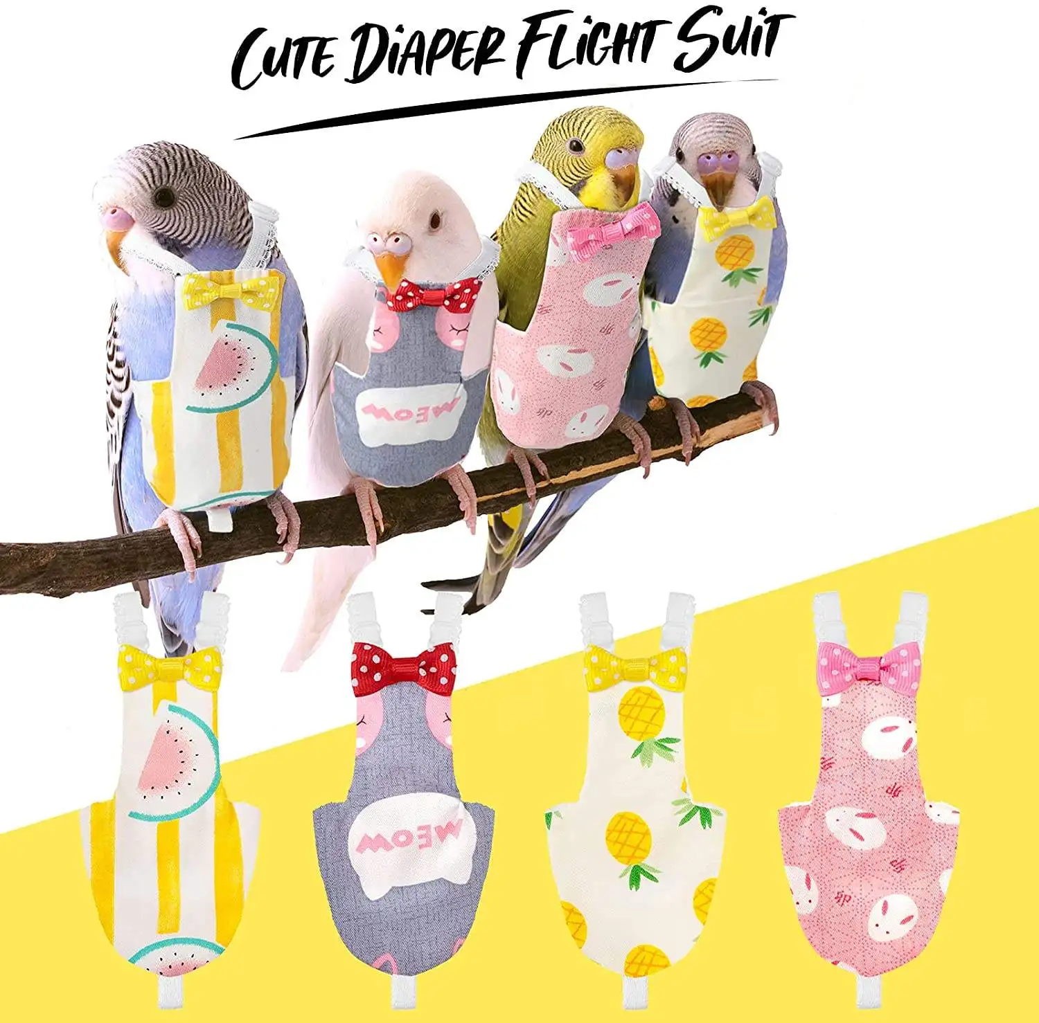 Washable Reusable Bird Diaper Parrot Fly Suit Bird Parrot Diaper