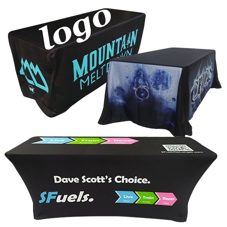 Trade Show Custom Printed LOGO Design Block Print Table Cloth Custom Table Cover