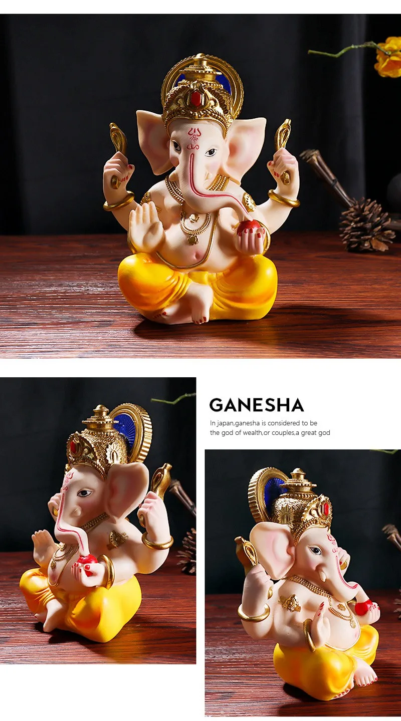 Elephant Statue Sculpture Sandstone Ganesha Buddha Handmade Figurine