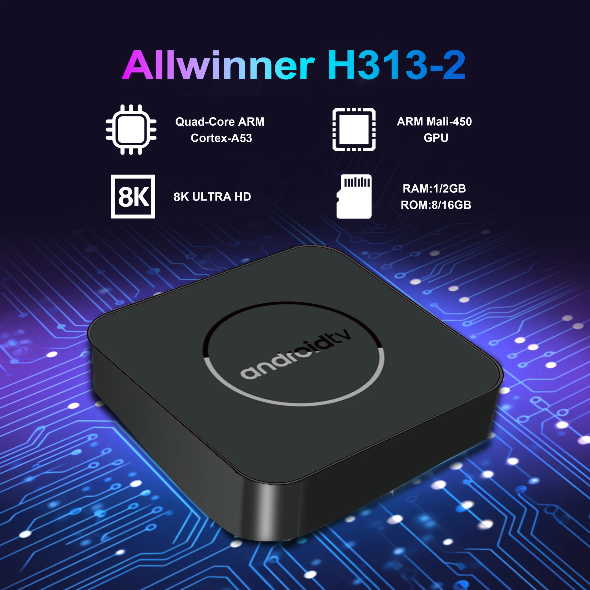 Android TV Box Allwinner H313 2gb 16gb Dual Band WIFI6 Video Player with Voice Remote Control Set Top Box