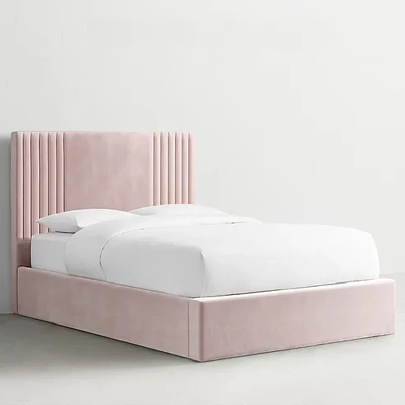 Европейская бархатная мягкая мебель для спальни в простом стиле, двухспальная кровать
