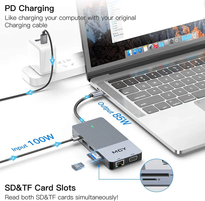 12 in 1 Triple Display USB C Docking Station 4K HDMI LAN Type C Hub Docking Station with DP for Laptop Desktop Computer