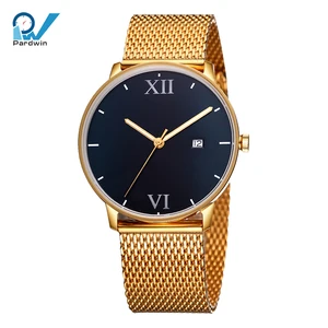 PVD Plating Gold Stainless Steel Case Leather Strap 43mm Sport Fashion Luxury Women Watch