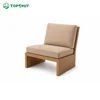 Wood Frame Armless Lounge Chair with Fabric Cushion