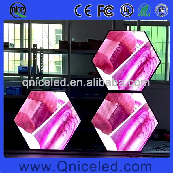 Ceiling Hanging Wall Mounted Hexagon LED Screen Video Advertising Display Digital Signage Hexagon Wall Decor LED Panel Board