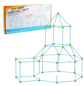 Chengji Glow Fort Building Kit 128pcs Kids Educational Stem Creative Diy 3d Castle Tent Construction Den Fort Toys