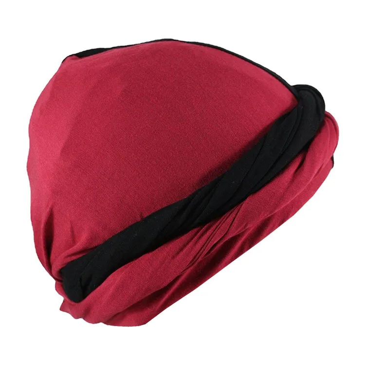 H162D New Design Fashion Adjustable Double Cotton Satin Ethnic Turban Head Wrap for Men