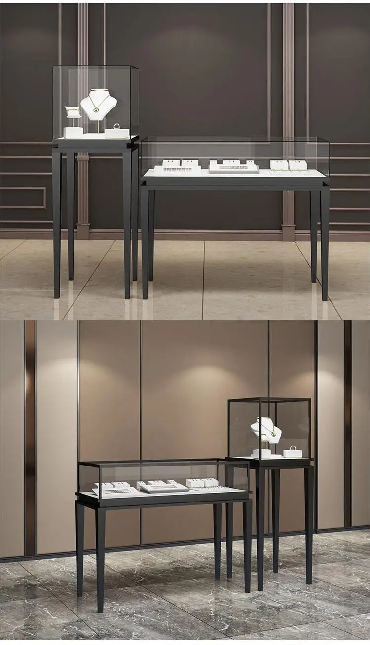 Modern Jewelry Glass Display Showcase Lockable Glass Vitrine Showcase