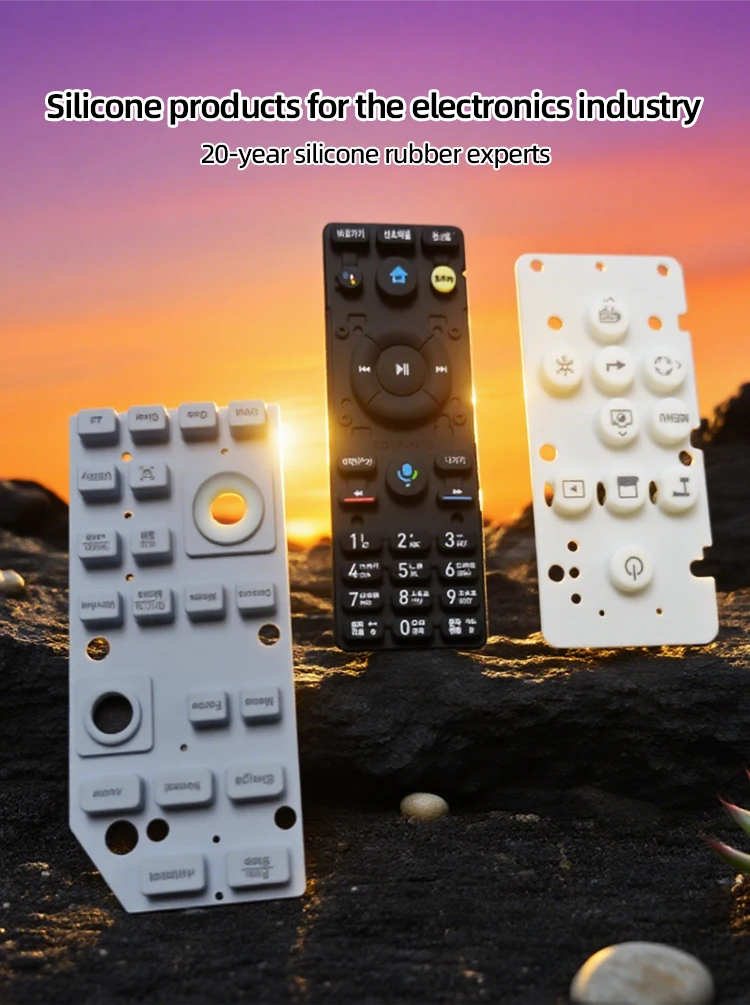product customizable colors sizes durable anti slip eco friendly food grade silicone remote control buttons custom shape industrial hs-0