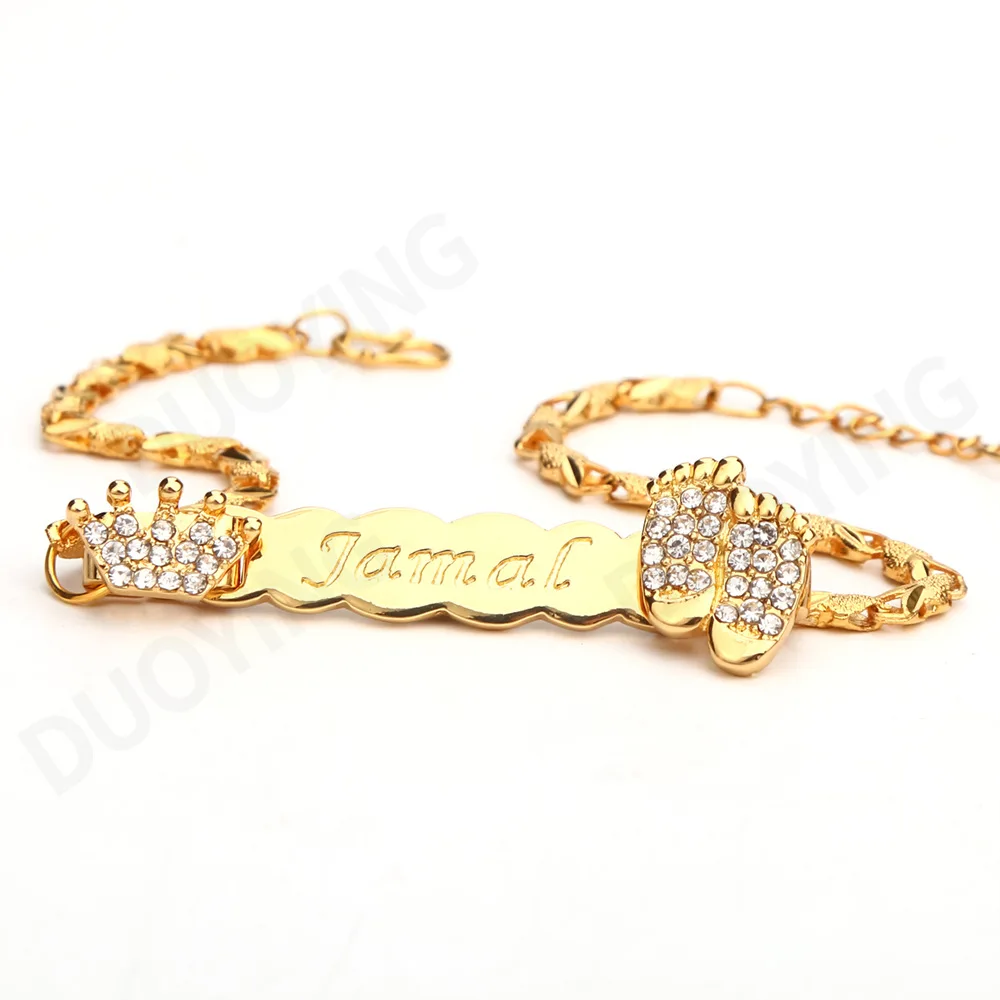 Crystal Custom Name Bracelet - Gold