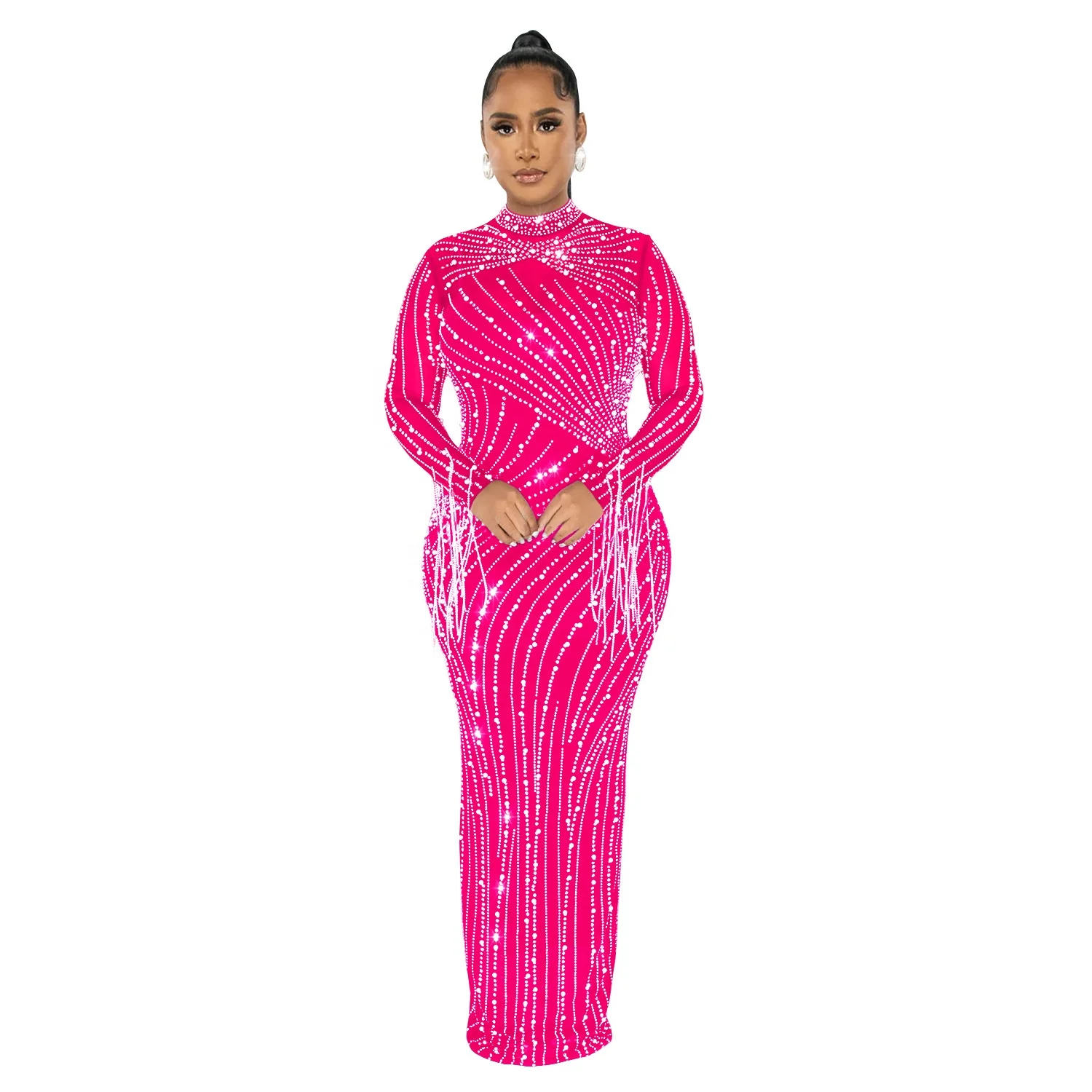 chinese dress ladies Wren Green Sequin Midi Dress with Beaded Tassels – Frock and Frill main image 0