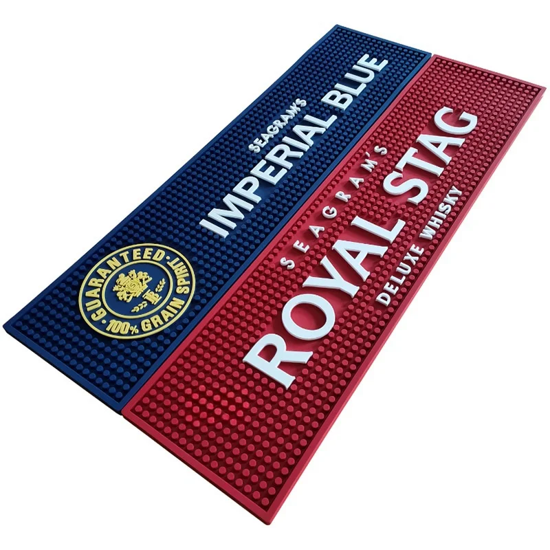 Wholesale Customized Logo Anti-slip Rubber Bar Spill Mat Sublimation Bar Mat Soft PVC Bar Beer Mat