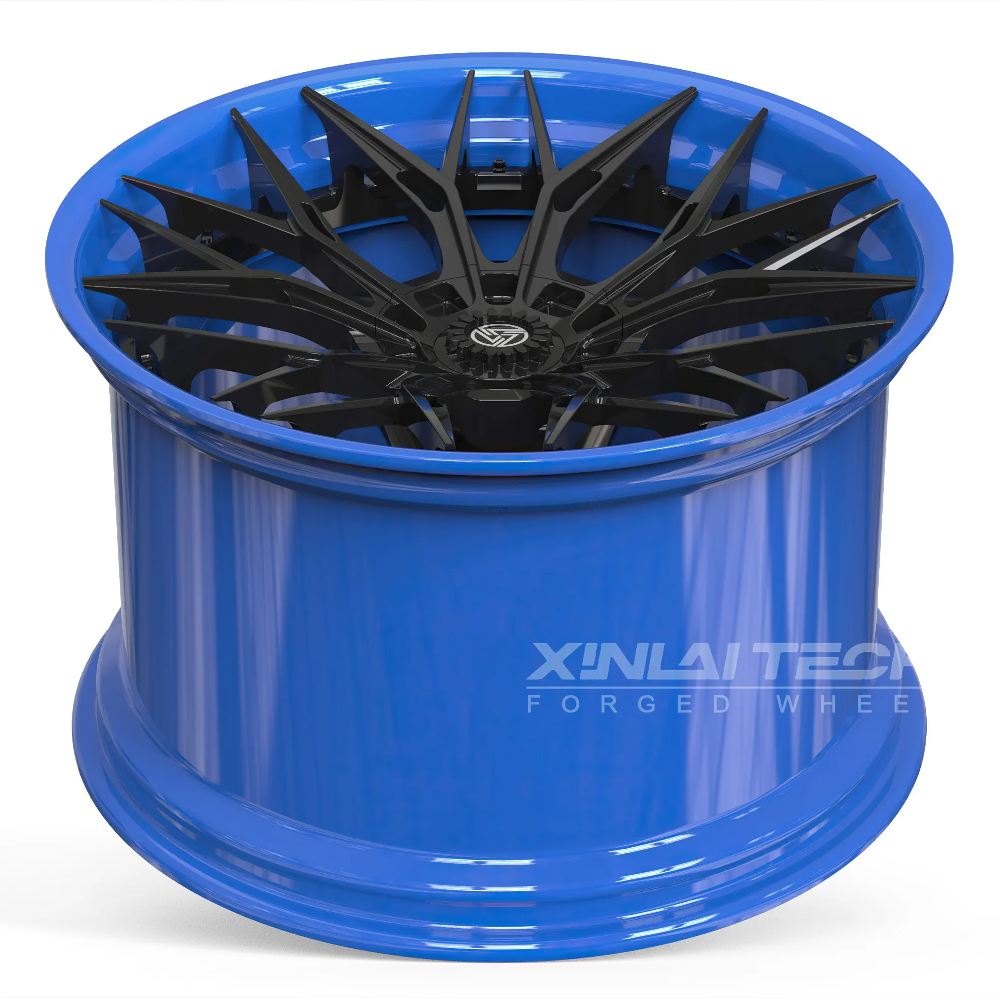 XL Custom Two-Piece Deep Dish Forged Wheels Black Face Blue Lip Rims for Audi BMW Benz Mustang Charger F150 RAM - Image 4