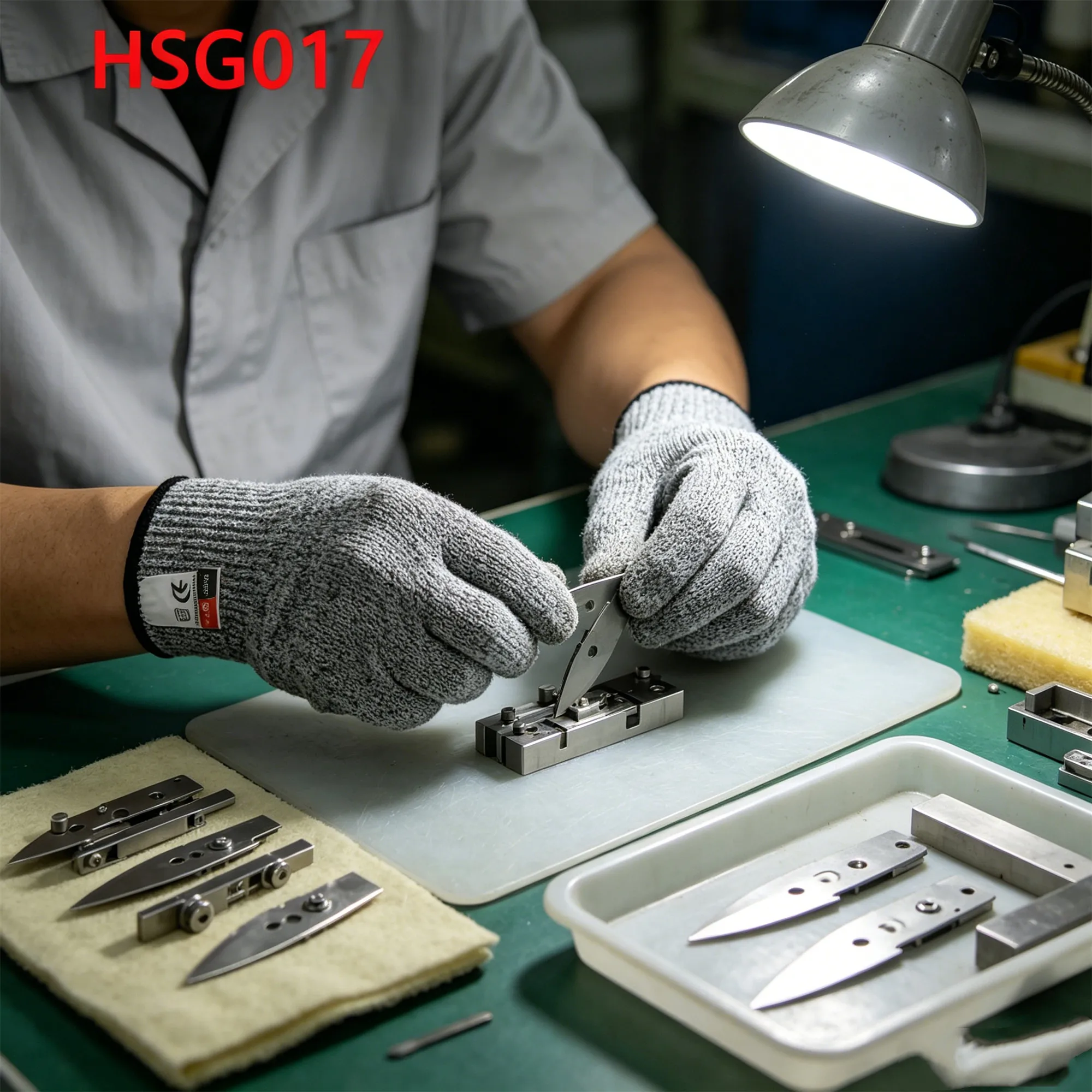 ZYF,Material Handling Sweat Absorbent Secure Hold HPPE Safety Gloves Blade Assembly Cut Resistant Gray Work Gloves HSG017