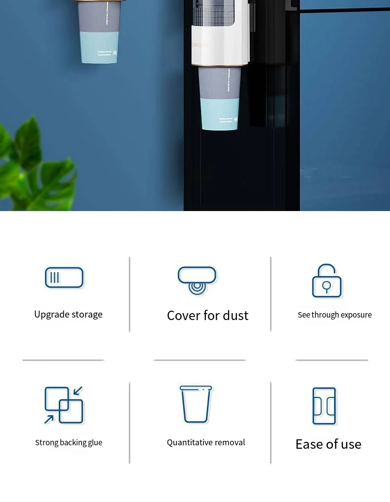 Disposable cup holder Automatic water dispenser cup remover perforation-free household wall-mounted dust storage rack supplier