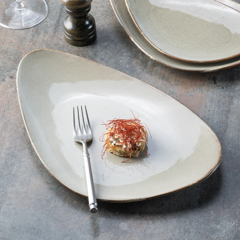 Japanese Style YAYU Irregular Porcelain Home Dinner Tableware Sets Glaze China Plates Bowls Set Ceramic Dinnerware