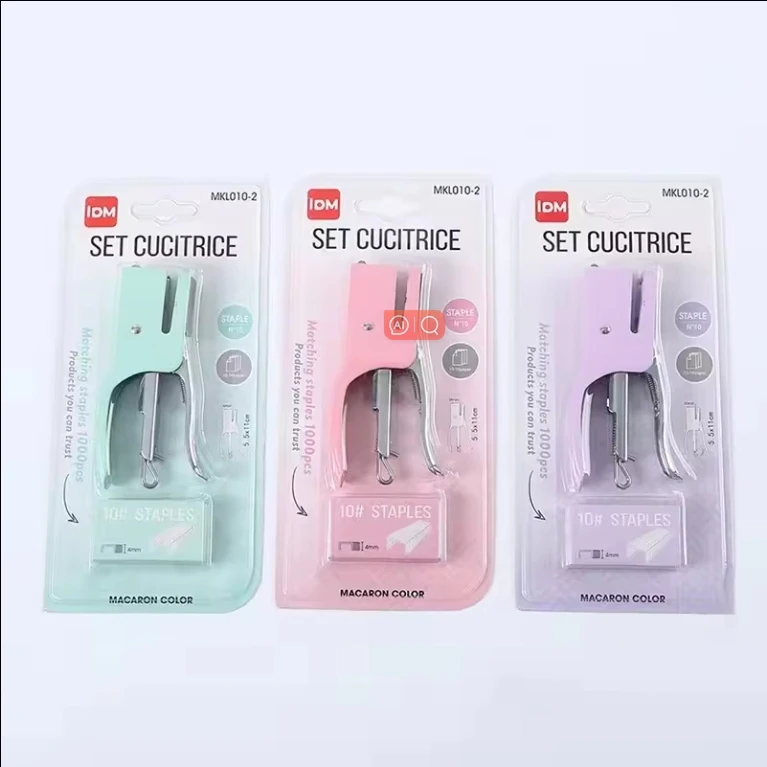 Сстеплер цветной Макарон металлический ручной № 10 набор трудосберегающих упаковочных машин офисные школьные канцелярские Степлеры