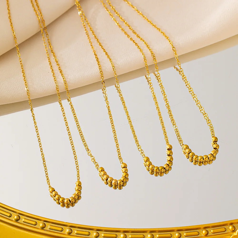 Stainless Steel Gold Beads Charm Necklace Wholesale Price