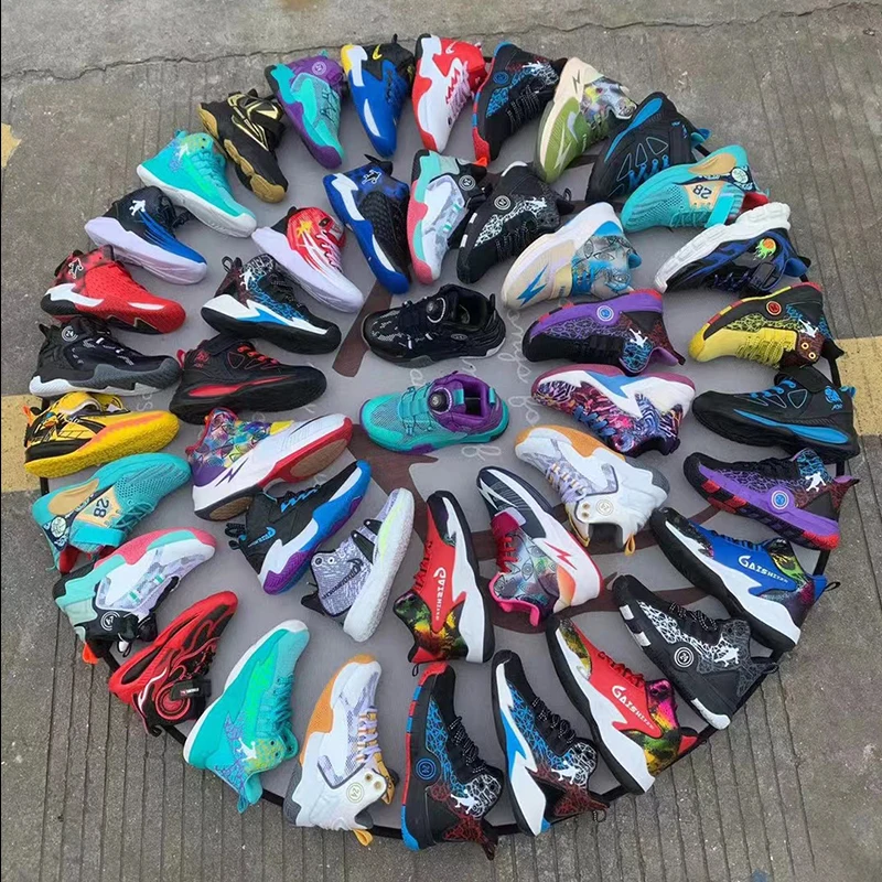 C24202 High Quality Pu Leather Kids Basketball Shoes For Boys