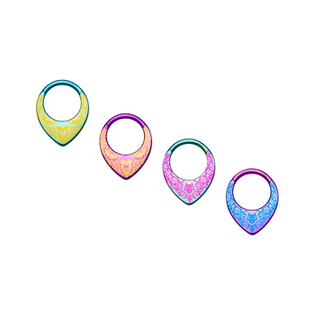 G23 Titanium 16G Piercing Segment Clicker Nose Ring Anodizing Color Water Drop Style Fashion Earrings 8mm 10mm Ear Jewelry