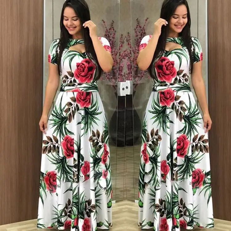 Robe Maxi Femme Touch Express Imprimé Floral - Taille 14 - Dos Partiellement Ouvert - Longueur 58 Pouces