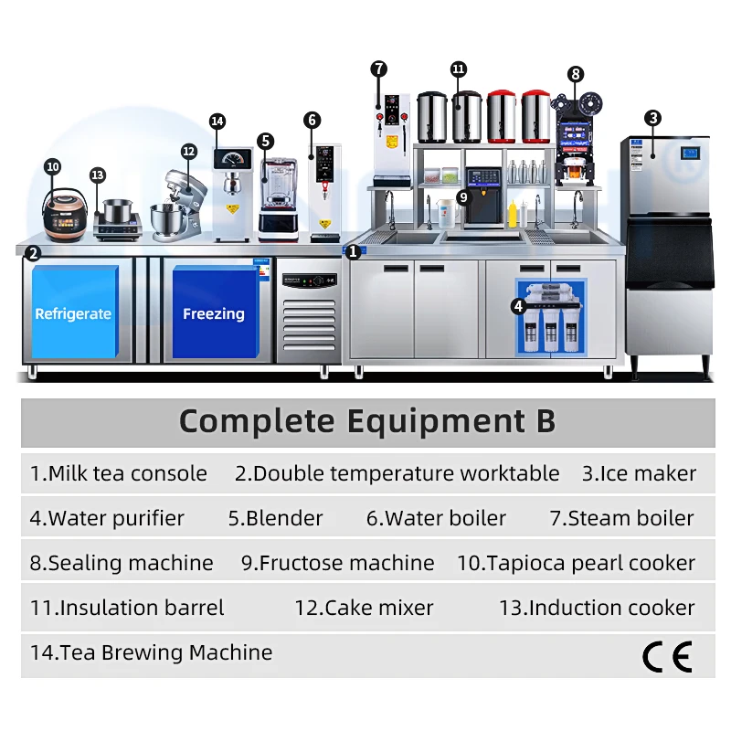 Hengzhi Factory Outlet Commercial All Set Bubble Tea Equipment Working