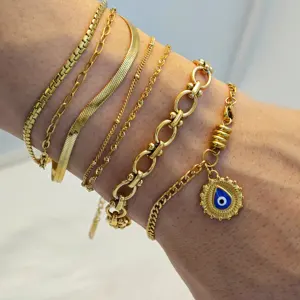 Ilona Women's Fashion Eyes Bracelet Variety Style 18K Gold Plated Stainless Steel Bracelet Fashionable Bangles Wholesale