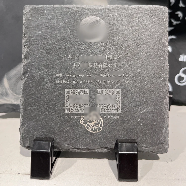 Custom Shape Engraveable Cutting Slate Board Laser Engraving Blanks Black Rock Slate for Engraving Gift coaster