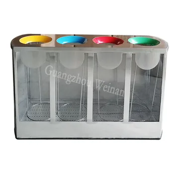 High Quality Four Classification Acrylic Waste Bins Practical Durable Recycling Garbage Cans Excellent for airport Use